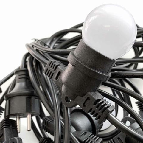 GIRLANDA LED G45 10m 10xE27 Komplet z Żarówkami 3W Mleczna GIRLANDA LED G45 10m 10xE27 Komplet z Żarówkami 3W Mleczna
