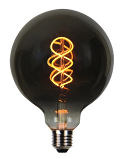 Żarówka LED G125 E27 Filament 4W z grafitowym szkłem i ciepłym światłem 1800K